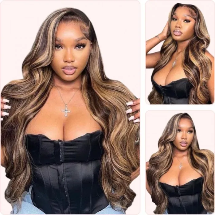 Donmily Honey Blonde Pre-Plucked 4x4 Lace Closure Colored Wig Body Wave Human Hair Wigs