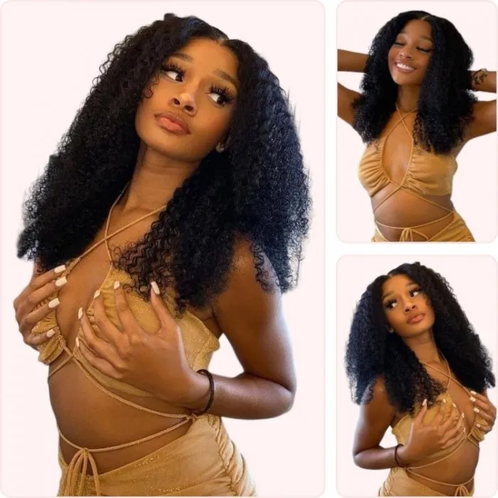 Donmily Hair Curly V Part Wigs Human Hair No Leave Out Upgraded U Part Wigs  for