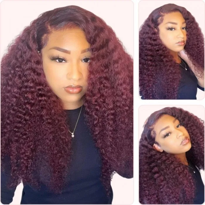 Donmily 99J Burgundy Deep Wave 13X4 Lace Frontal Human Hair Wigs Pre-plucked With Baby Hair