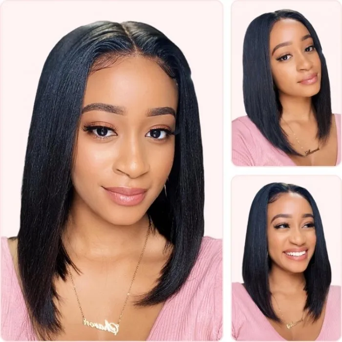 Donmily Straight Short Bob Wig Lace Frontal 150% Density Wig Pre Plucked 100% Human Hair Super Soft