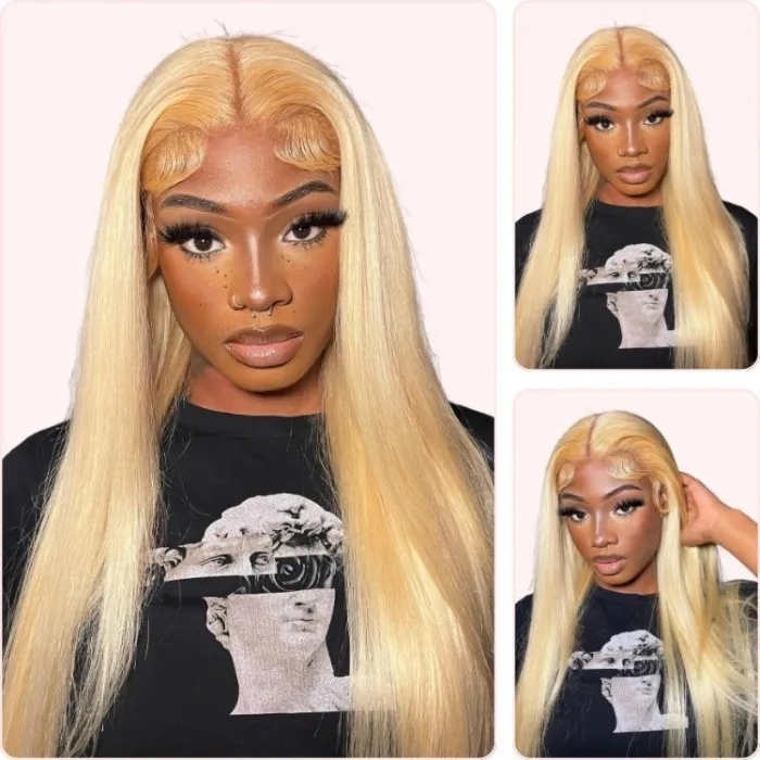 Donmily 13*4 Lace Front Straight Hair Wigs Blonde 613 Color 150% Density