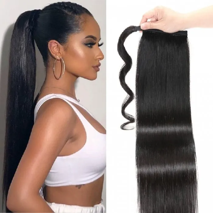 Donmily Weave Ponytail Hair Extensions Human Hair Wrap Around 6 Styles Ponytails Hairpieces You Can Choose