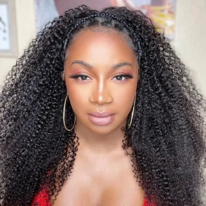 Glueless Kinky Curly Upgrade V Part Human Hair Wig