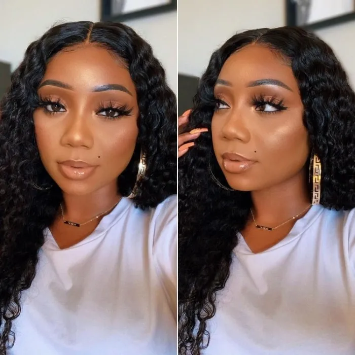 Donmily Wet And Wavy Deep Wave V Part Human Hair Wigs 2 In 1 Dry Straight & Wet Deep Wave Curly Magic Wig Glueless Wig With No Leave Out 150% Density