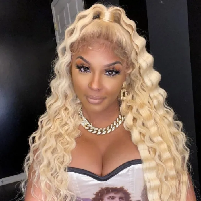 Donmily 613 Blonde 13x4 Lace Front Wig Deep Wave Human Hair Wigs