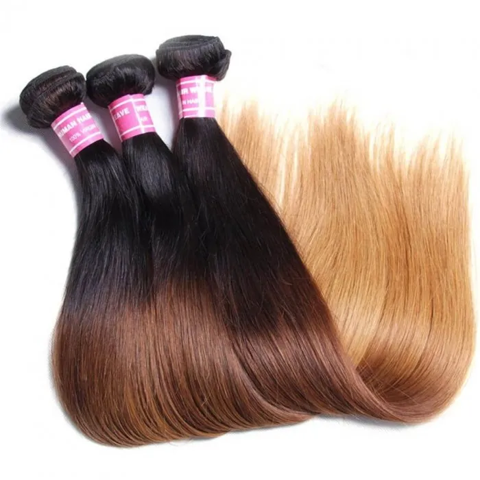 Donmily 1 Bundle Ombre Straight Three Tone T1B/4/27 Hair Weave