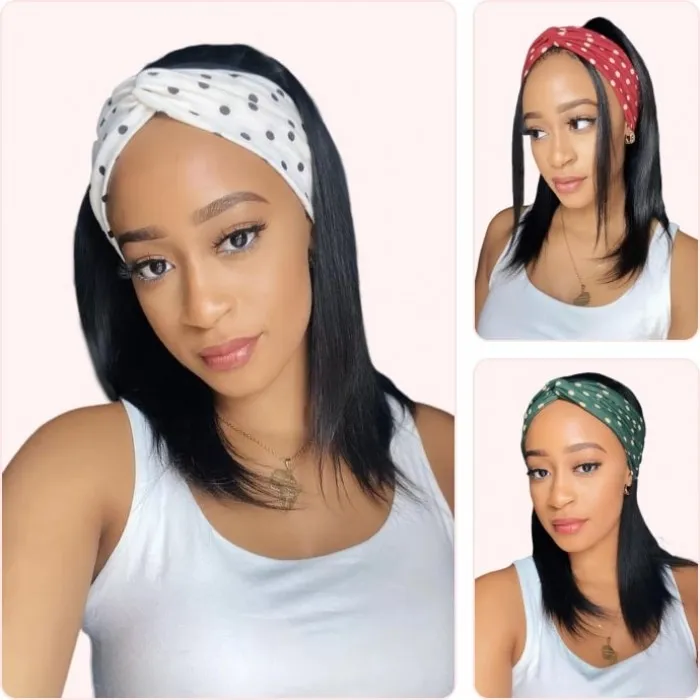 Donmily Headband Straight Bob Wigs Wear & Go Wig Beginner Friendly With Free Band Gift