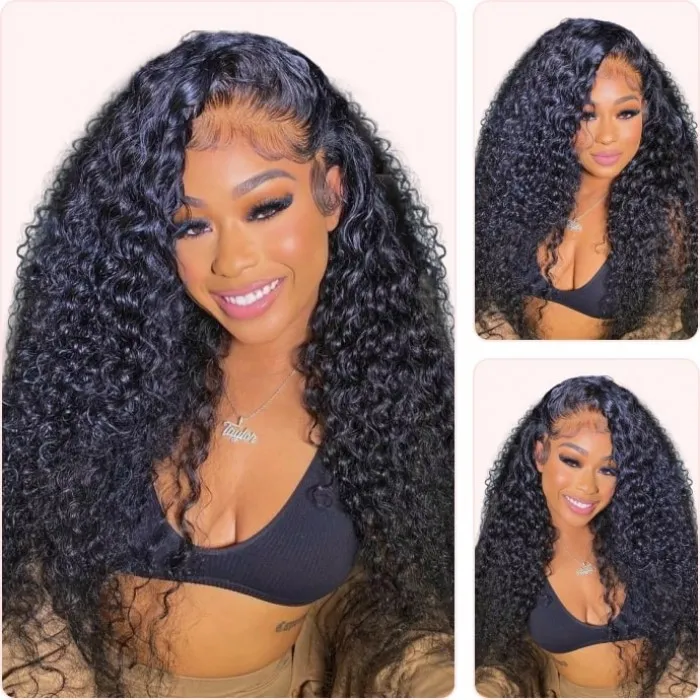 Donmily 13*4 HD Lace Frontal 180% Density Curly Wigs Pre Plucked Brazilian Curly Human Hair Wigs With Baby Hair