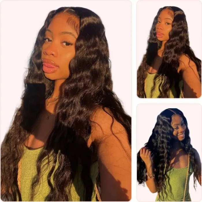 Donmily 5x5 Hd Glueless Wig Natural Black Lace Front Wigs Pre Plucked Body Wave Hair With Clear Glueless Human Hair Wigs