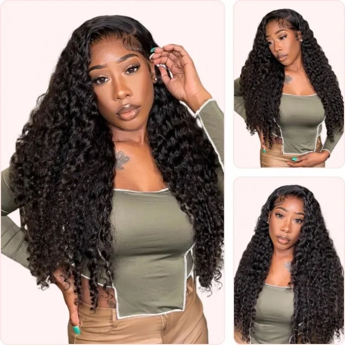 Donmily Glueless Deep Wave Wig 100% Human Hair 5*5 Inch HD Lace Closure Wig Pre-Plucked Natural Hair Line