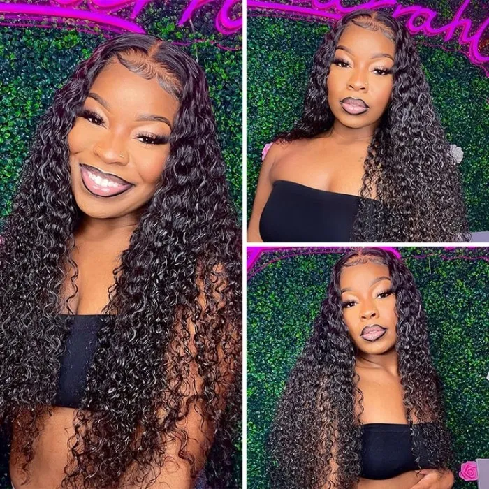 Donmily HD Lace Jerry Curly Wigs 5x5 Inches Lace Closure Wigs 180% Density Pre Plucked Hairline