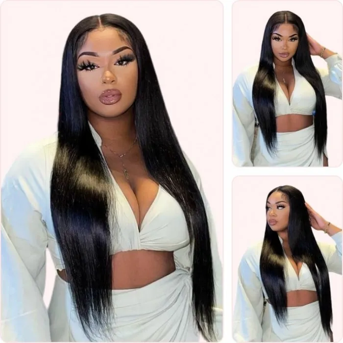 Donmily Hair 5x5 HD Lace Closure Wigs Virgin Straight Wig Pre Plucked Natural Black Human Hair Wigs For Women 250% Density