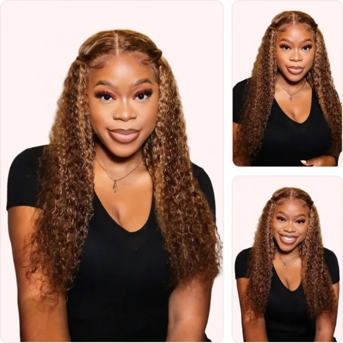 Donmily Highlight Wig TL412 Color 13x5x0.5 T Part Wig Jerry Curly Hair Lace Wig With Baby Hair 150% Density