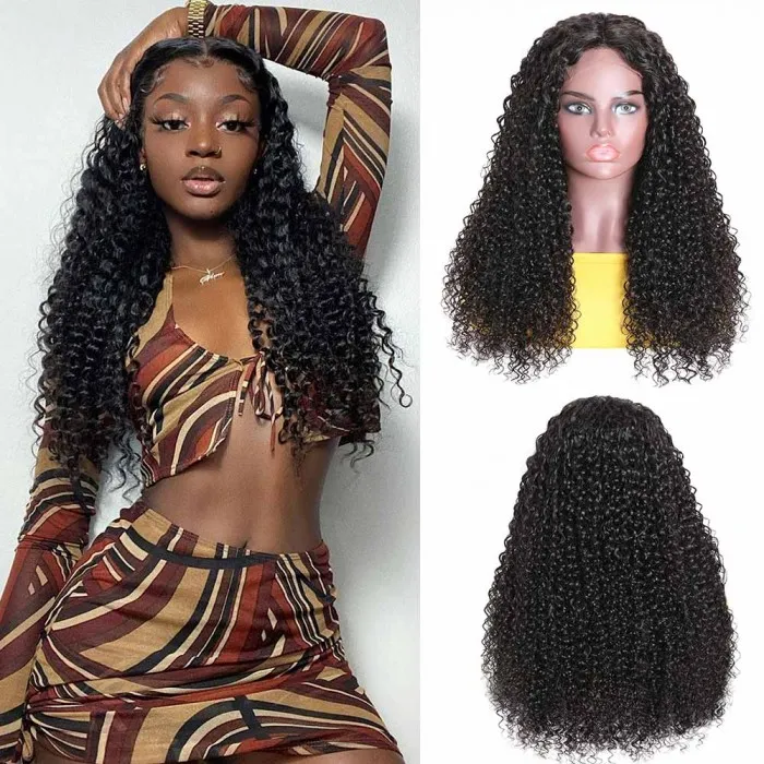 Donmily Jerry Curly Glueless Lace Part Wig 150% Density Pre Plucked Hair Wigs