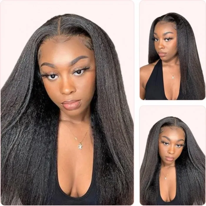 Donmily Kinky Straight U Part Wig 150% Density Human Hair Wigs Natural Looking Quick And Easy Install