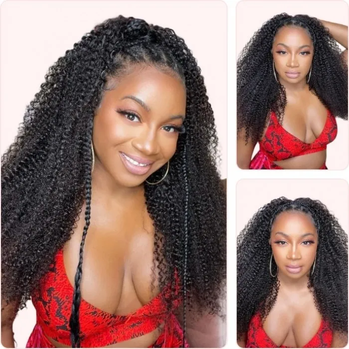Donmily Hair Curly V Part Wigs Human Hair No Leave Out Upgraded U Part Wigs  for
