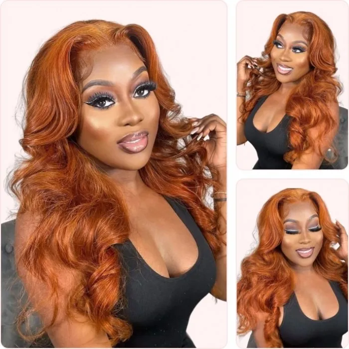 Donmily Ginger Orange Hair Body Wave 13X4 Lace Front Colored Human Hair Wigs