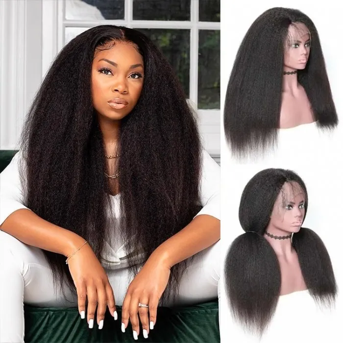 Donmily 13x4 Brazilian Kinky Straight Lace Front Wig With Baby Hair 150% Density