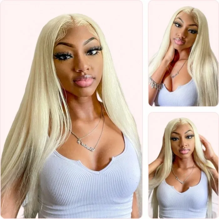 Donmily 13*4 Lace Front Straight Hair Wigs Blonde 613 Color