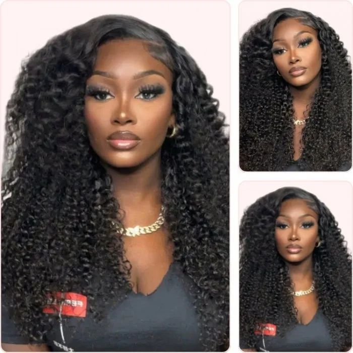 Donmily 100% Human Hair With Natural Babyhair Hairline Jerry Curly 13x4 Lace Front 150% Density Wig