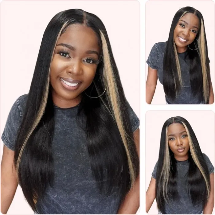 Donmily TL27 Fashion Highlight Straight Hair Wigs 4*0.75 Lace Part Wig Natural Looking Affordable Wig