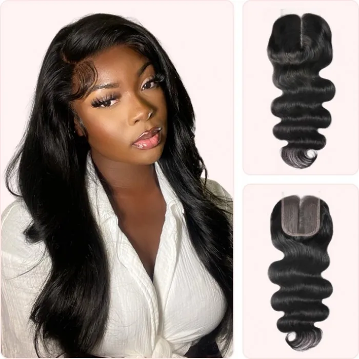 1 Piece 4*0.75 T Part Lace Closure Body Wave Hair With Baby Hair
