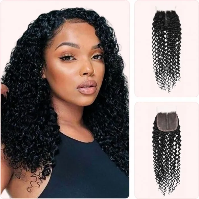 1 Piece 4*0.75 T Part Lace Closure Jerry Curly Hair Natural Looking