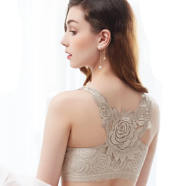 🎁Hot sale 49% OFF🎁-Rose Embroidery Front Closure Wirefree Bra