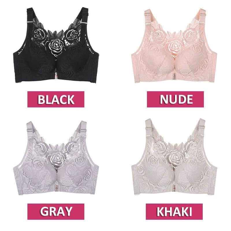 🎁Hot sale 49% OFF🎁-Rose Embroidery Front Closure Wirefree Bra