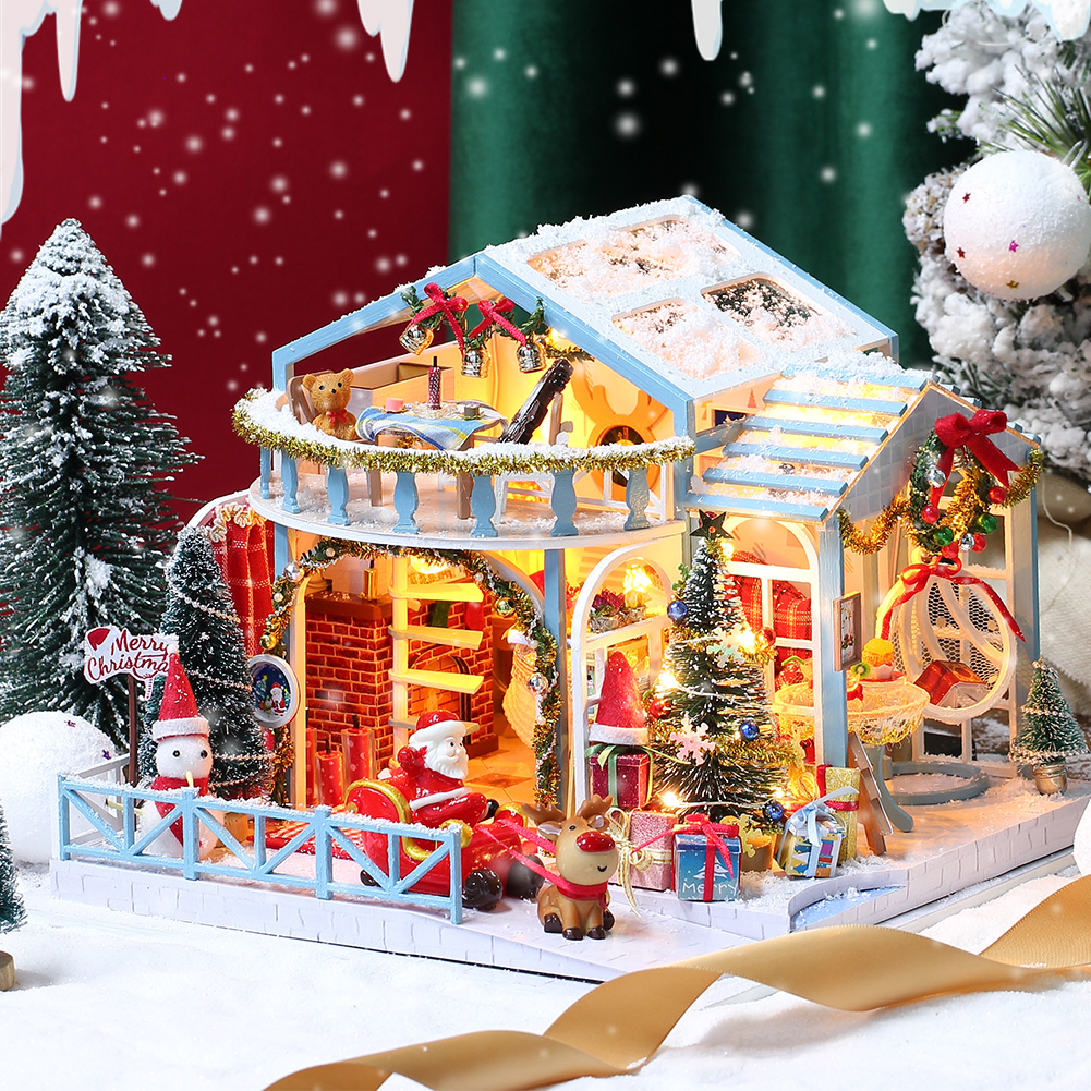 KNOW ME Christmas Snowy Night DIY Miniature House Kit