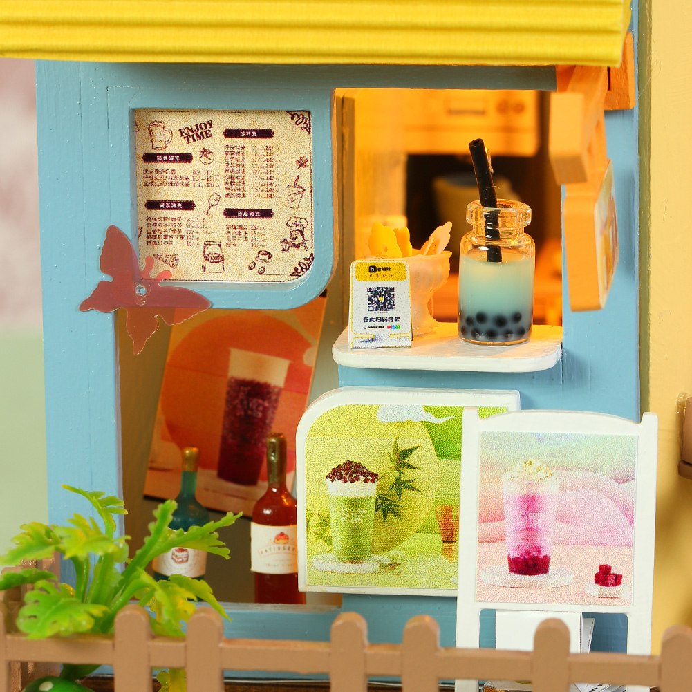 Main Image of DIY Milk Tea Shop Model - High-Quality Materials