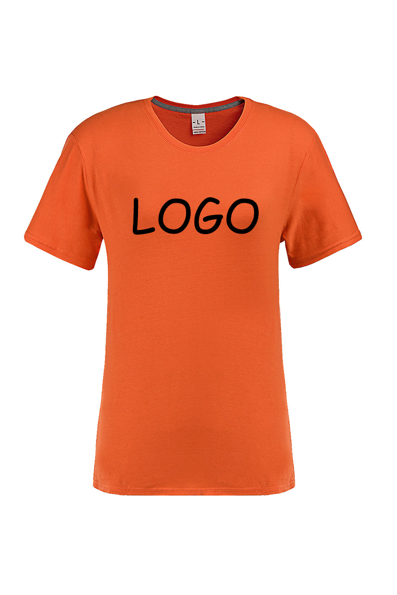 Orange High-quality custom t-shirt printing short sleeve women's T-shirt cotton T-shirt, to order-CuChic