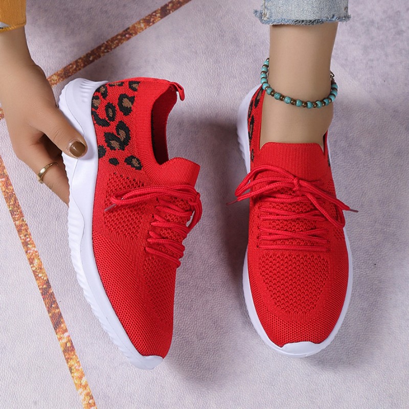 Red Casual Sportswear Daily Patchwork Frenulum Round Comfortable Out Door Sport Running Shoes-CuChic