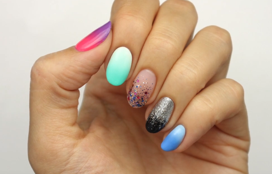 Shiny blue white gradient nail polish stickers - Super X Studio