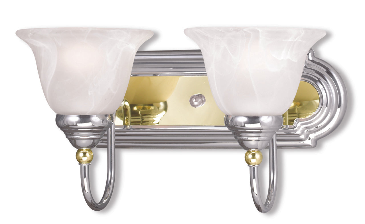 LIVEX Lighting 1002-52 Belmont Bath Light in Polished Chrome & Polished Brass (2 Light)