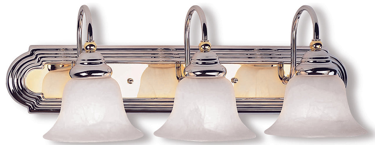 LIVEX Lighting 1003-52 Belmont Bath Light in Polished Chrome & Polished Brass (3 Light)