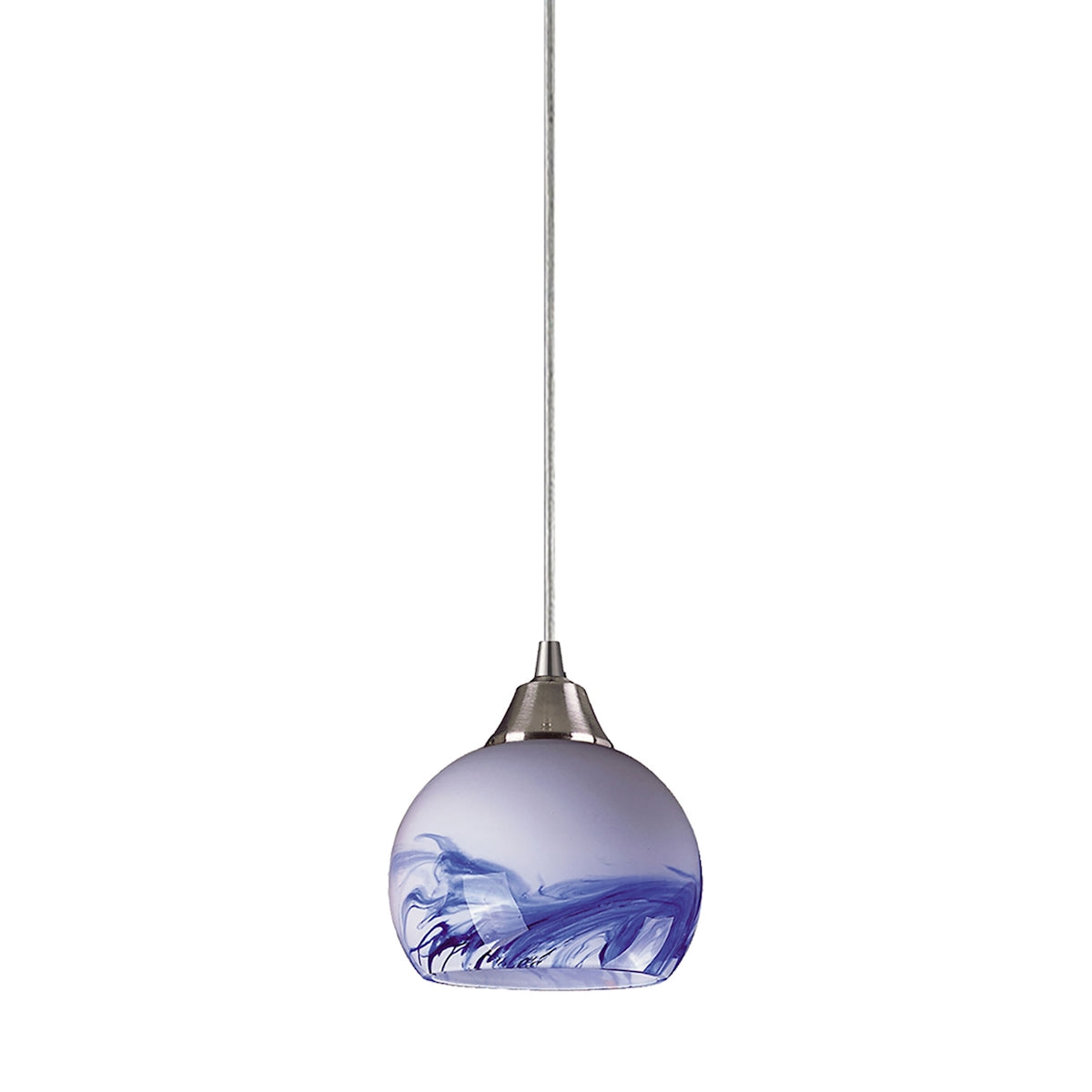 ELK Lighting 101-1MT Mela 1-Light Mini Pendant in Satin Nickel with Hand-blown Mountain Glass