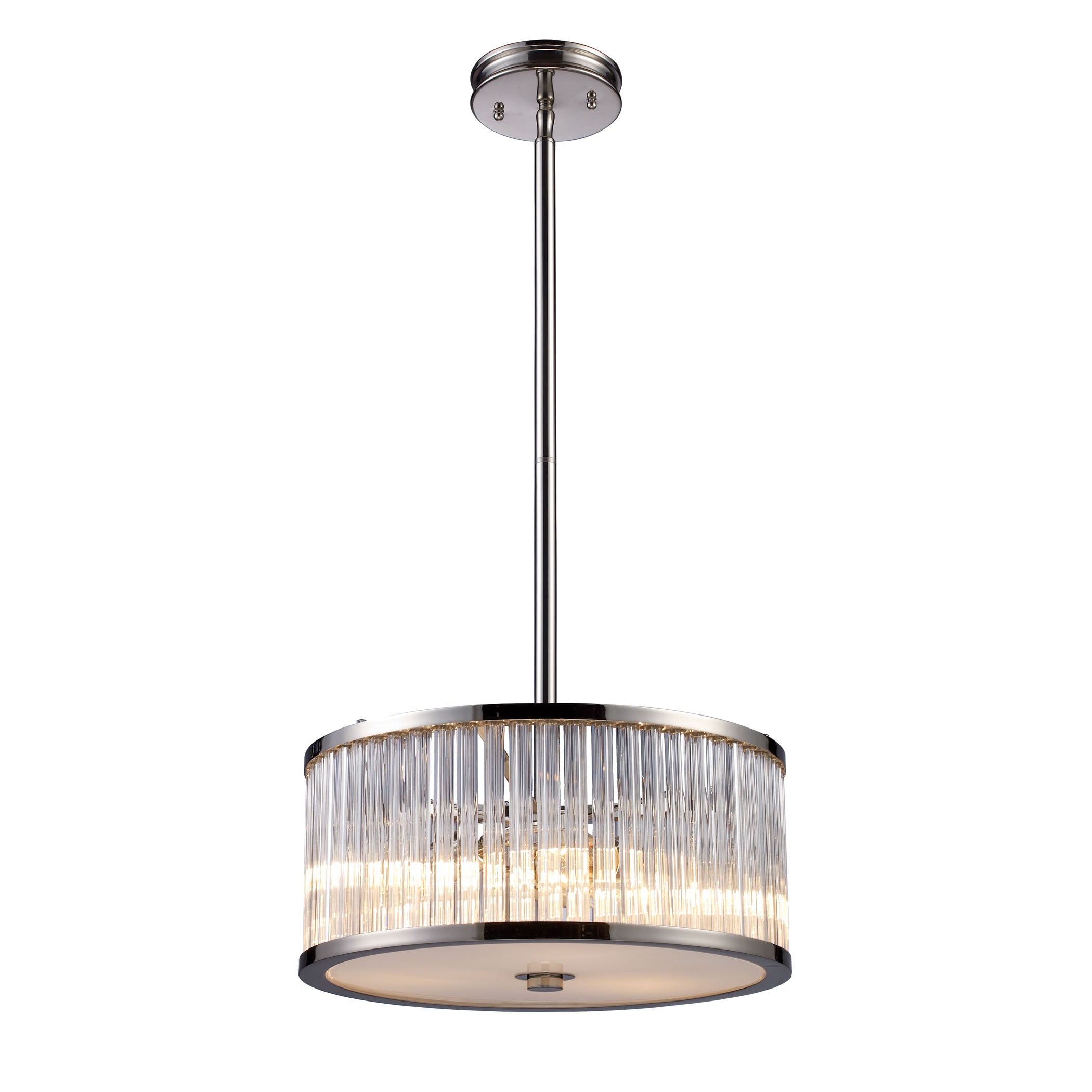 ELK Lighting 10128/3 Braxton 3-Light Chandelier in Polished Nickel with Ribbed Glass