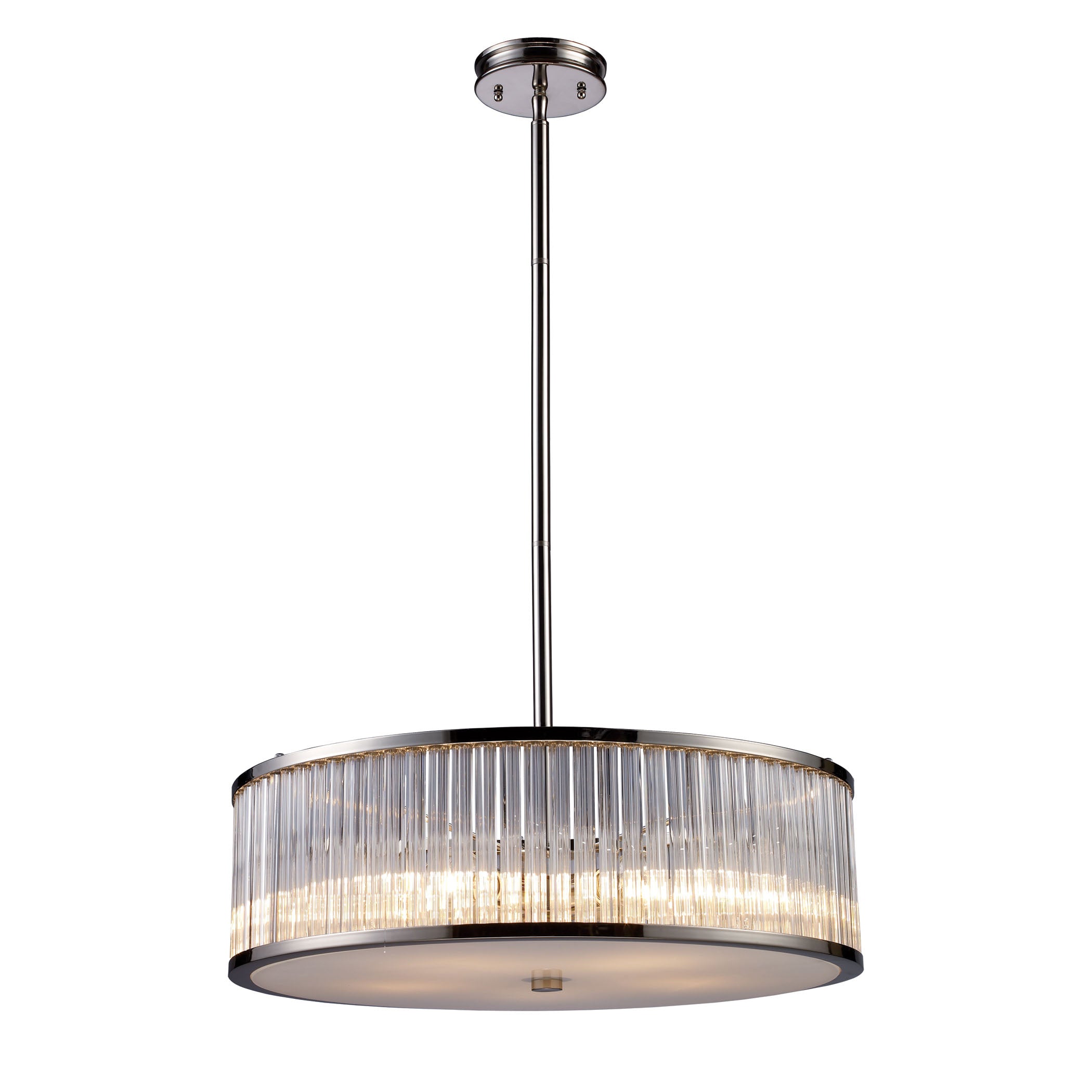 ELK Lighting 10129/5 Braxton 5-Light Chandelier in Polished Nickel with Ribbed Glass Cylinder Shade
