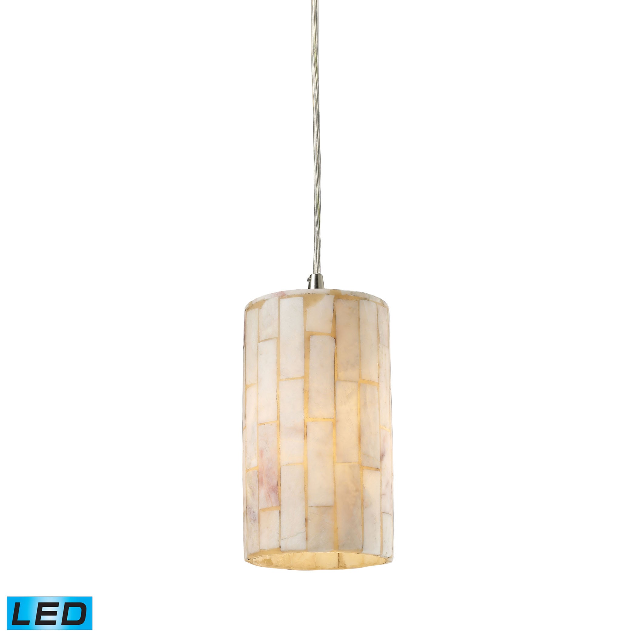 ELK Lighting 10147/1-LED Coletta 1-Light Mini Pendant in Satin Nickel with Genuine Stone Shade - Includes LED Bulb