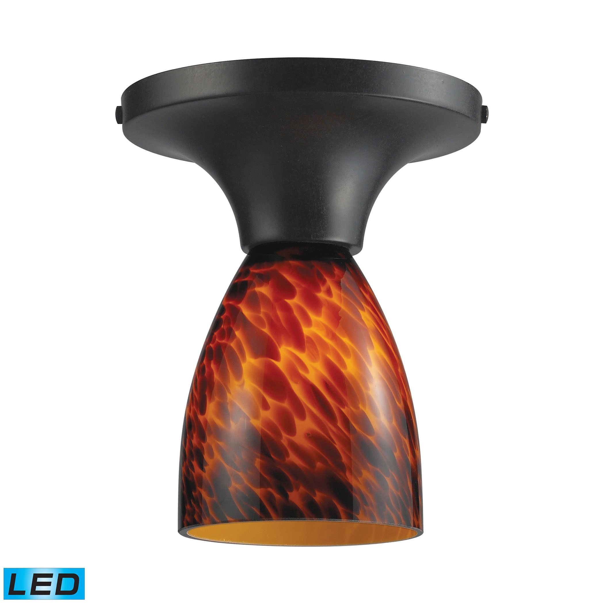 ELK Lighting 10152/1DR-ES-LED Celina 1-Light Semi Flush in Dark Rust with Espresso Glass - Includes LED Bulb