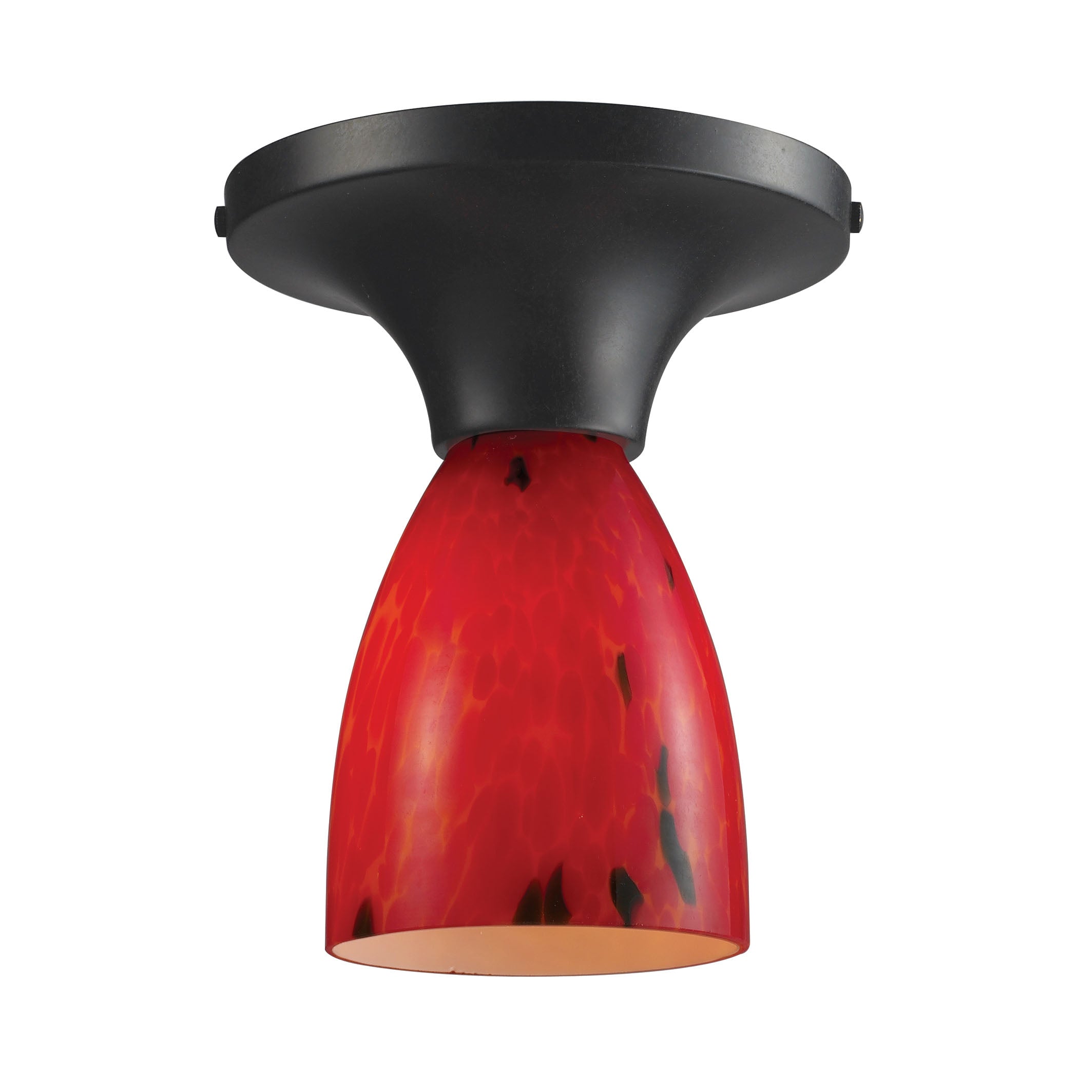 ELK Lighting 10152/1DR-FR Celina 1-Light Semi Flush in Dark Rust with Fire Red Glass