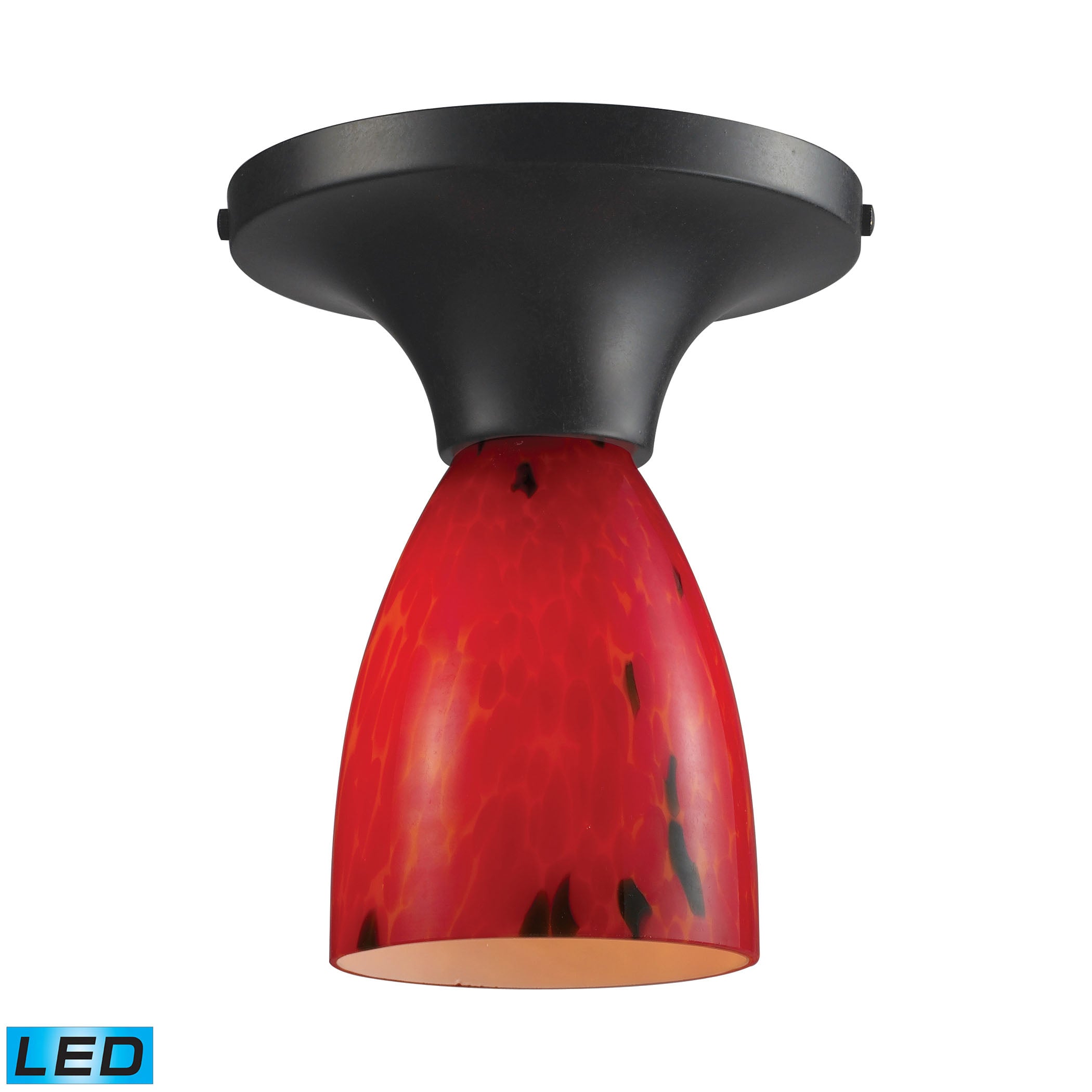 ELK Lighting 10152/1DR-FR-LED Celina 1-Light Semi Flush in Dark Rust with Fire Red Glass - Includes LED Bulb