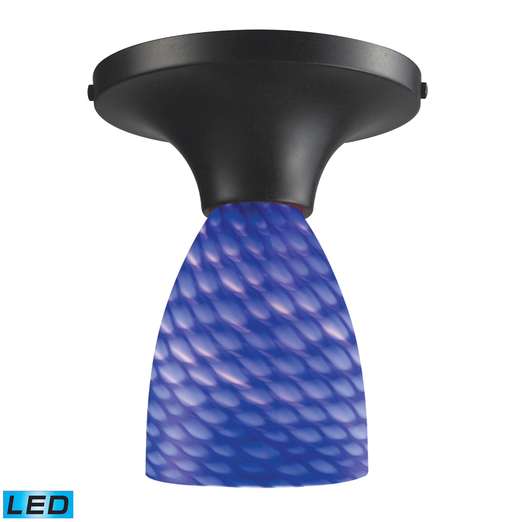 ELK Lighting 10152/1DR-S-LED Celina 1-Light Semi Flush in Dark Rust with Sapphire Glass - Includes LED Bulb