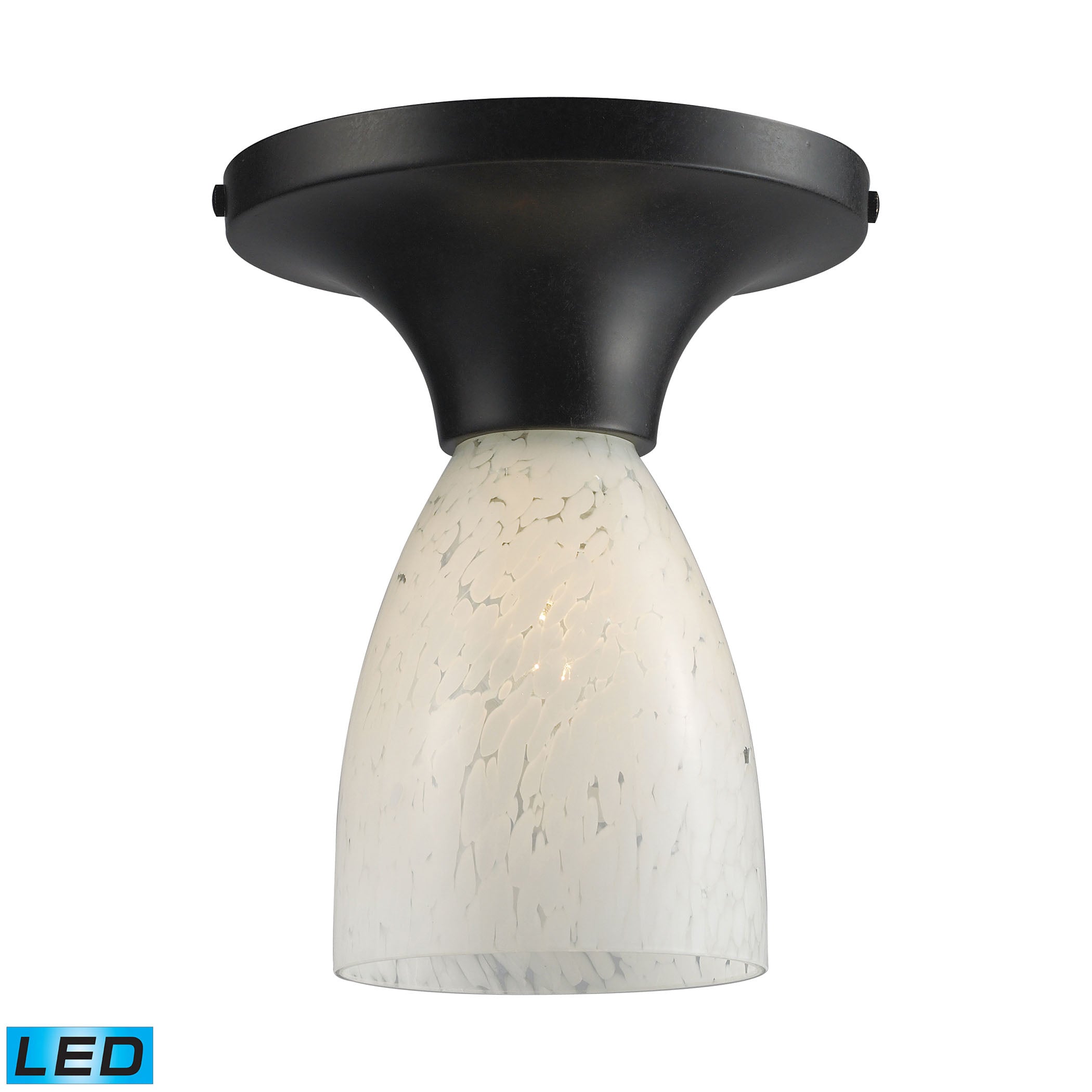 ELK Lighting 10152/1DR-SW-LED Celina 1-Light Semi Flush in Dark Rust with Snow White Glass - Includes LED Bulb