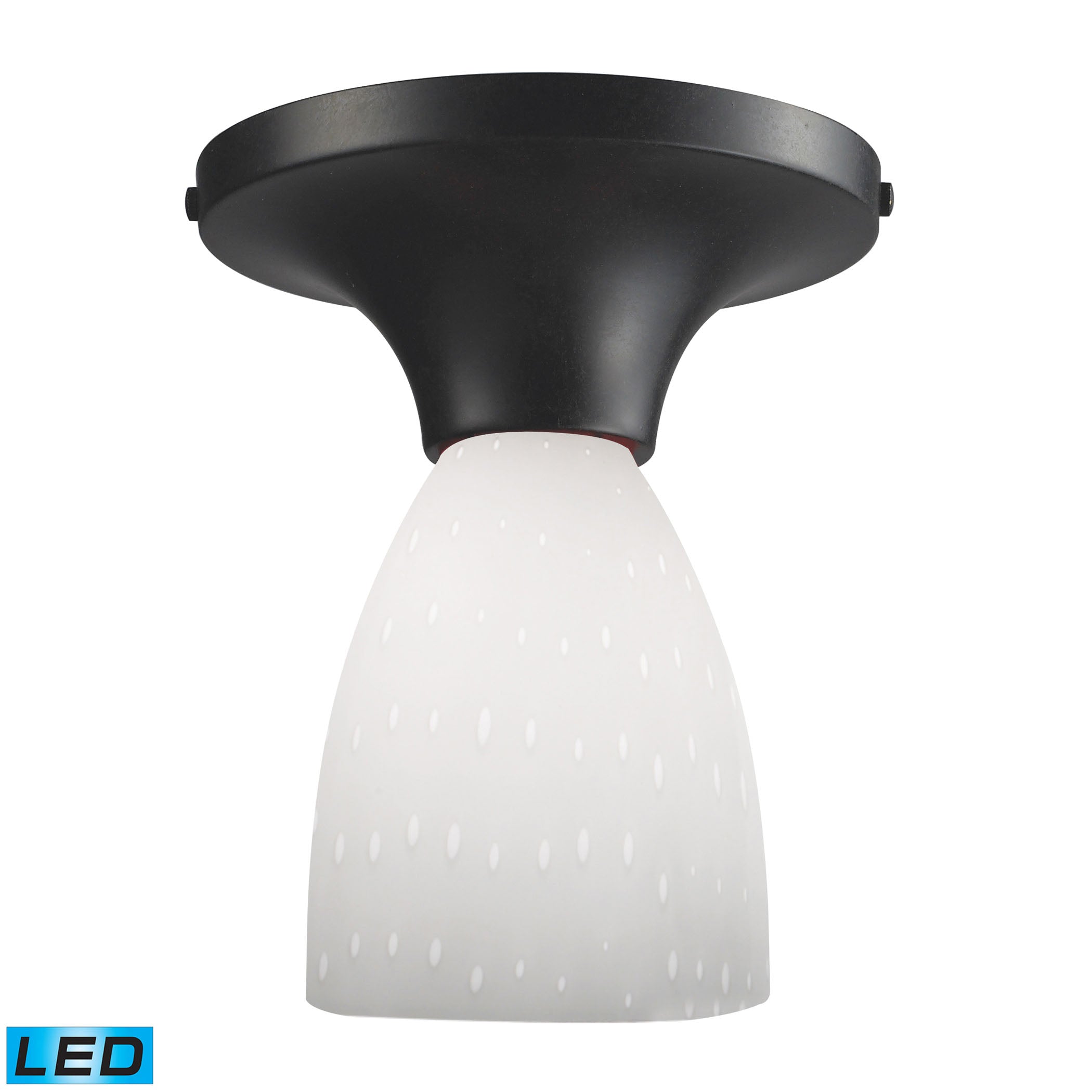 ELK Lighting 10152/1DR-WH-LED Celina 1-Light Semi Flush in Dark Rust with Simple White Glass - Includes LED Bulb