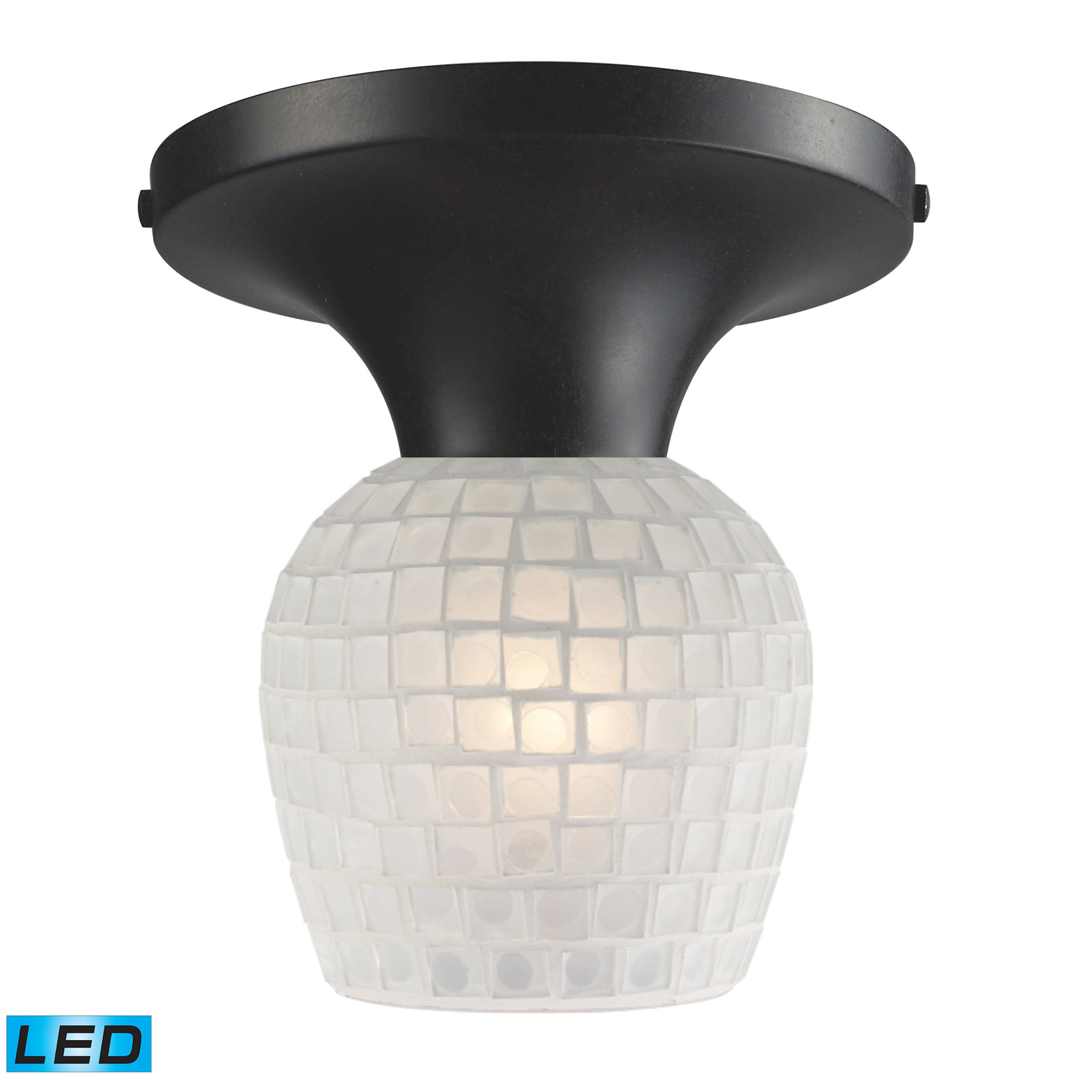 ELK Lighting 10152/1DR-WHT-LED Celina 1-Light Semi Flush in Dark Rust with White Glass - Includes LED Bulb