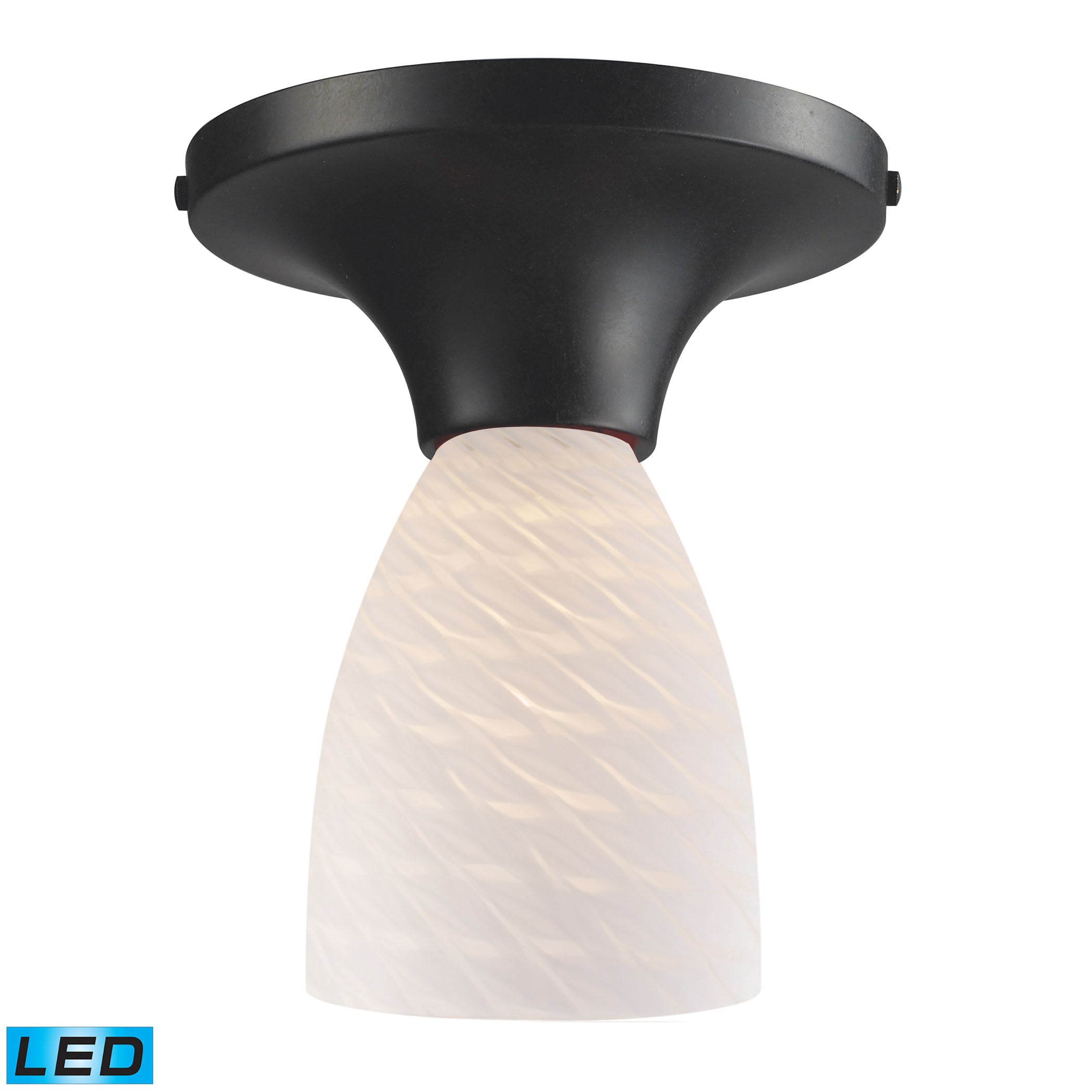 ELK Lighting 10152/1DR-WS-LED Celina 1-Light Semi Flush in Dark Rust with White Swirl Glass - Includes LED Bulb