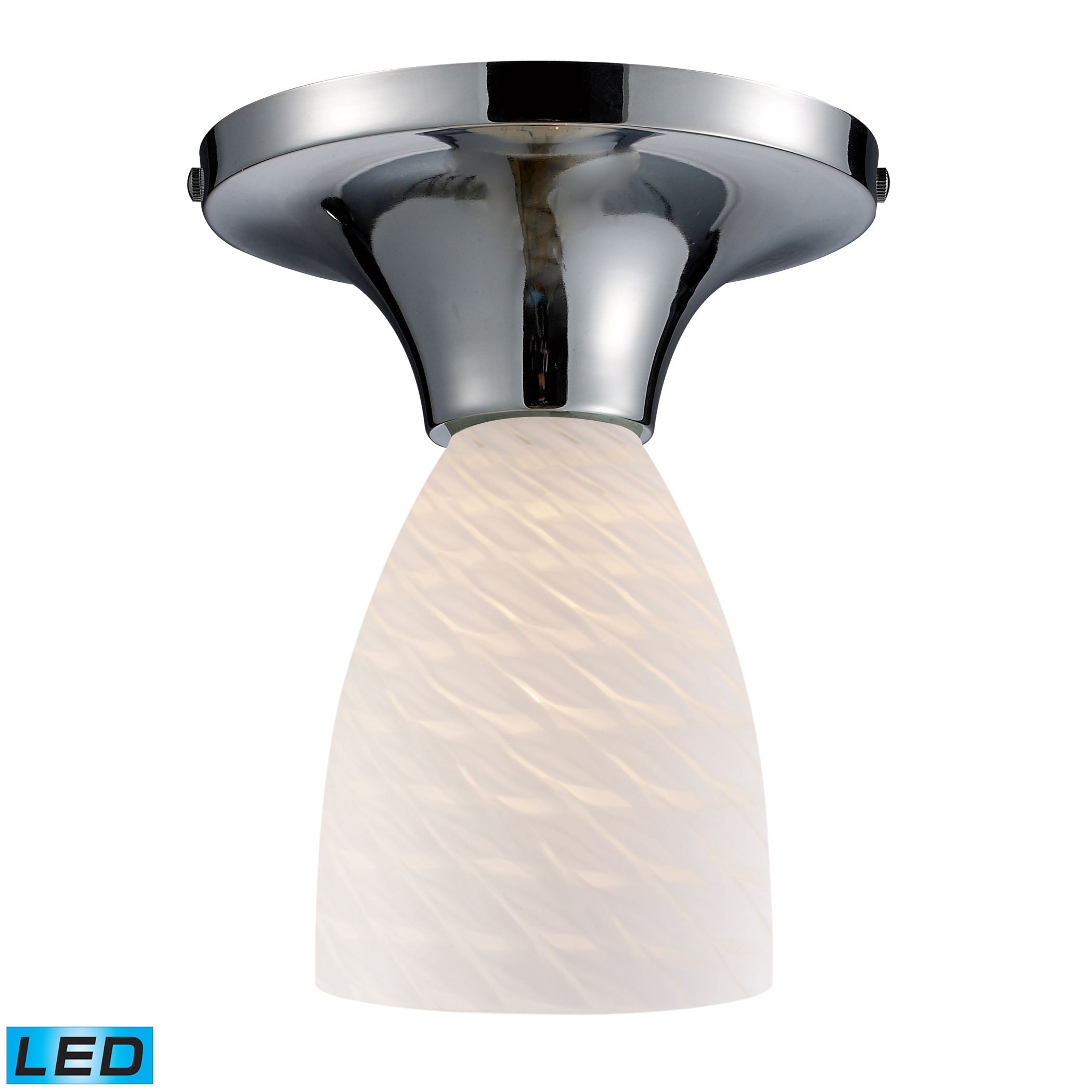 ELK Lighting 10152/1PC-WS-LED Celina 1-Light Semi Flush in Chrome with White Swirl Glass - Includes LED Bulb