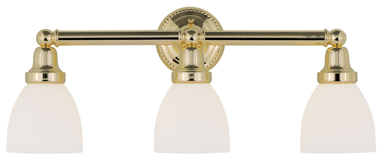 LIVEX Lighting 1023-02 Classic Bath Light in Polished Brass (3 Light)